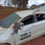 Veículo oficial da Prefeitura de Alto Alegre dos Parecis capota na Linha P-70 e deixa motorista ferido