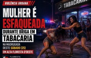 Mulher é esfaqueada durante briga em tabacaria na madrugada deste sábado (25) em Alta Floresta d’Oeste