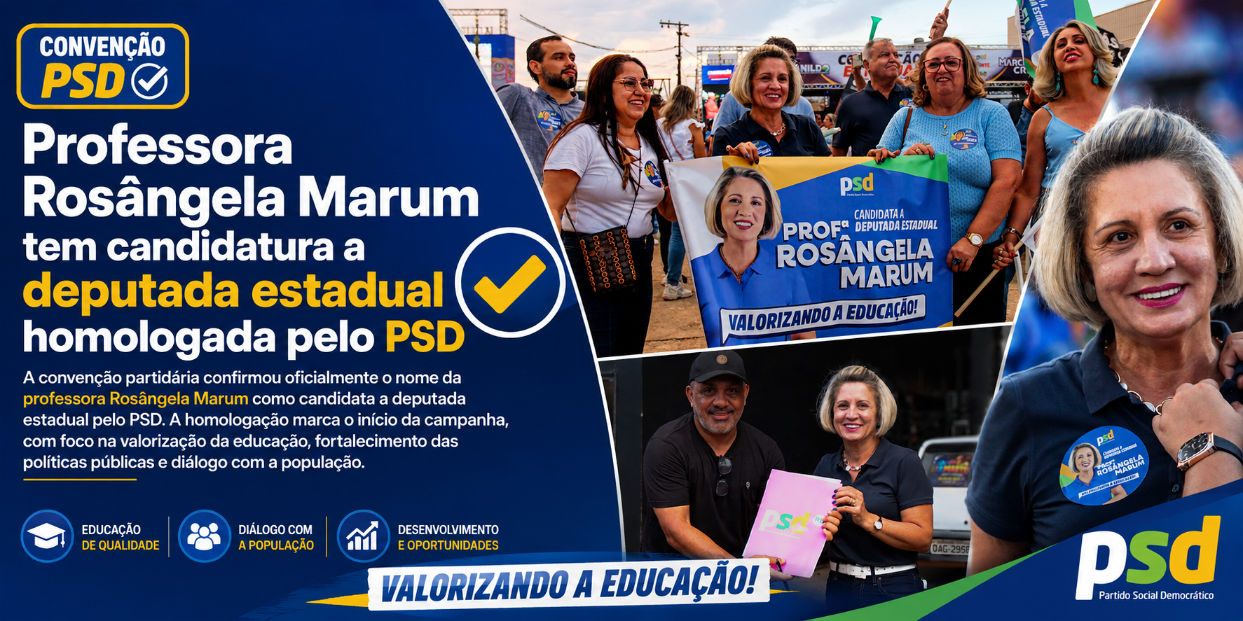 Professora Rosângela Marum tem candidatura a deputada estadual homologada pelo PSD