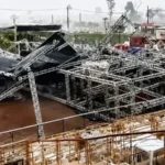 Palco da Expoari desaba durante ventania em Ariquemes um dia após o fim da feira