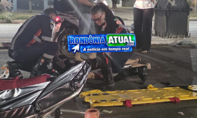 BATIDA VIOLENTA NA BR-364 EM JI-PARANÁ: três pessoas ficam feridas após colisão entre duas motos