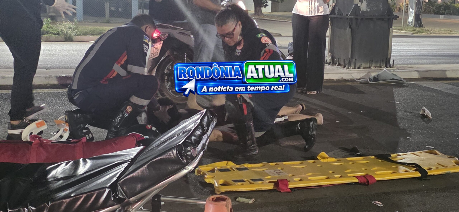 BATIDA VIOLENTA NA BR-364 EM JI-PARANÁ: três pessoas ficam feridas após colisão entre duas motos