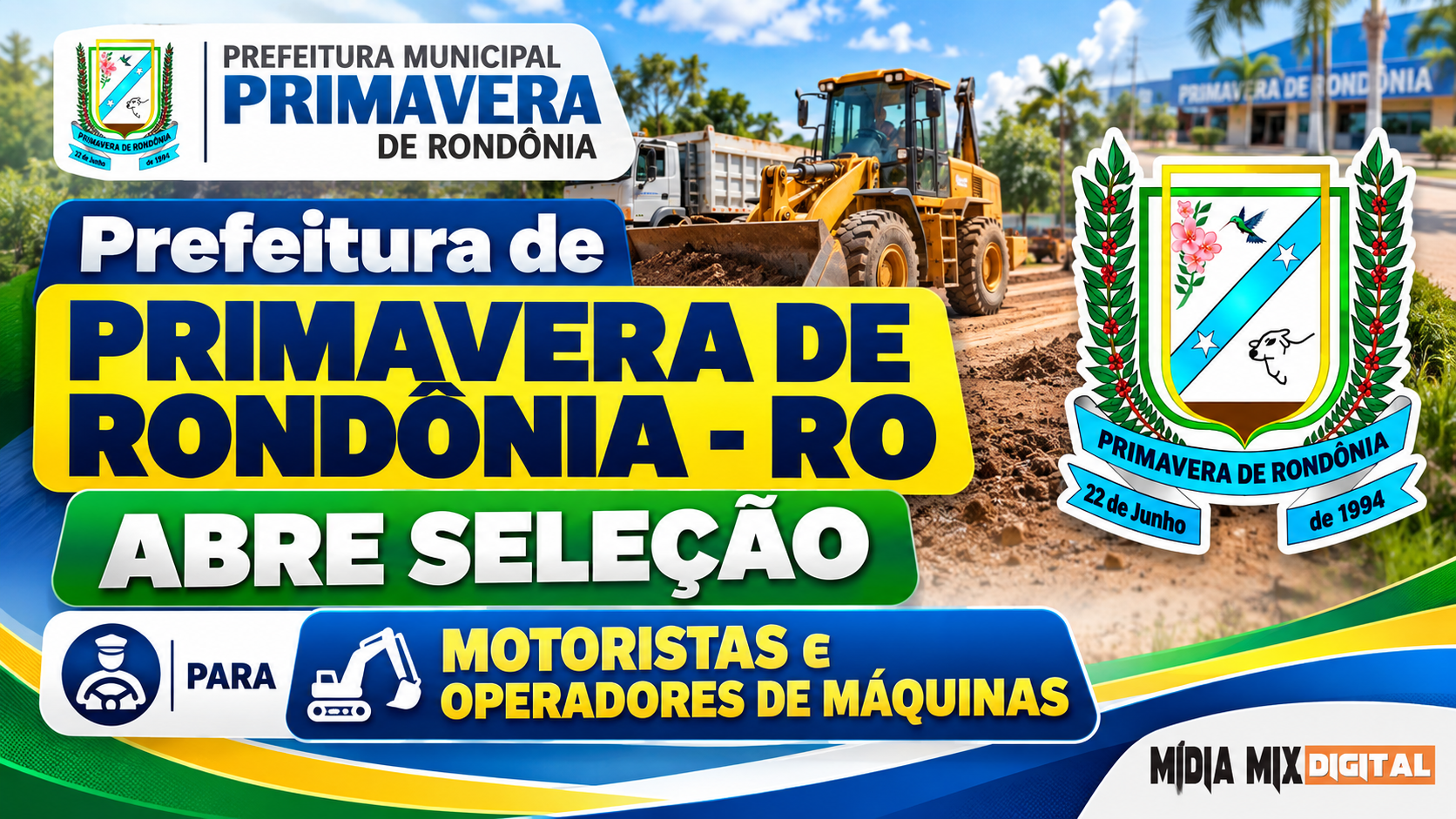 Prefeitura de Primavera de Rondônia – RO abre seleção para motoristas e operadores de máquinas