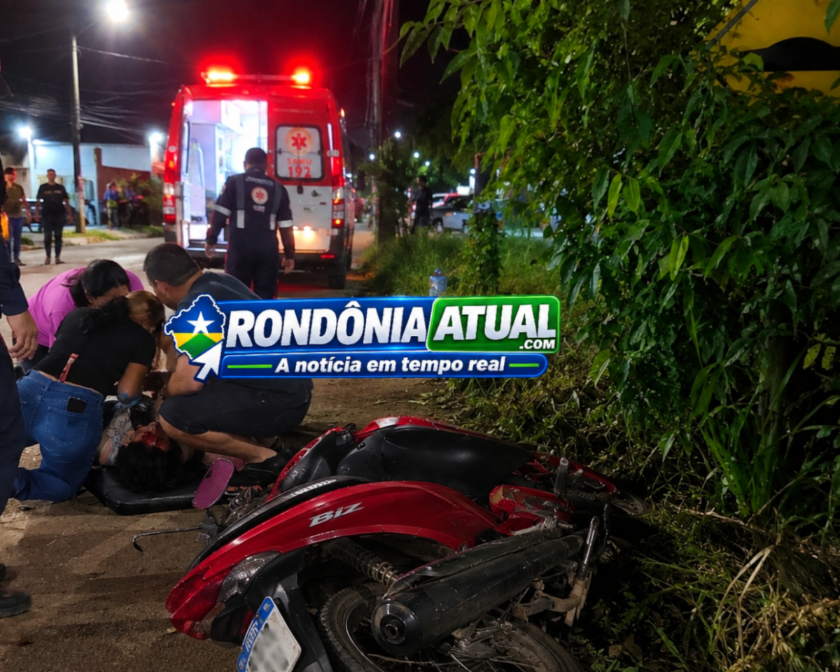 Mulher é encontrada ensanguentada ao lado de Biz após possível queda em Ji-Paraná