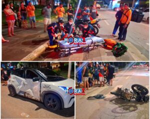 Motoboy fica gravemente ferido após colisão com carro de aplicativo em cruzamento de Porto Velho